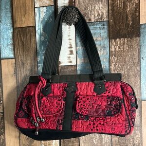 Donna Sharp Red and Black Quilted Shoulder Bag